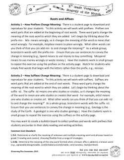 Roots and Affixes - Common Core Standards Plus