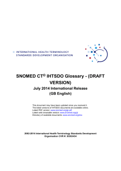 SNOMED CT&reg; IHTSDO Glossary - (DRAFT VERSION) July 2014