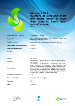 Inventory of long and short term future needs of food chain users for