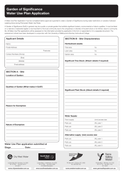 Garden of Significance Water Use Plan Application