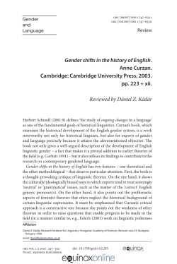 Gender shifts in the history of English. Anne Curzan. Cambridge