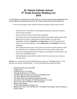 8th Summer Reading List - St. Patrick Catholic School