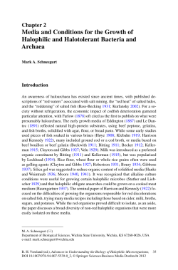 Media and Conditions for the Growth of Halophilic and Halotolerant