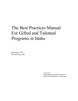 The Best Practices Manual For Gifted and Talented Programs in Idaho