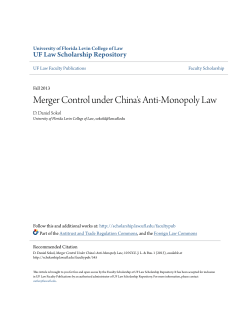 Merger Control under China`s Anti-Monopoly Law