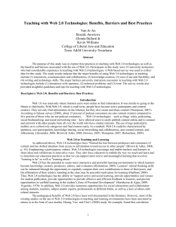 Teaching with Web 2.0 Technologies: Benefits, Barriers and Best