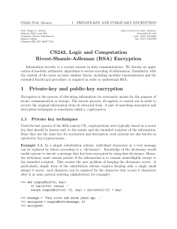 (RSA) Encryption 1 Private-key and public
