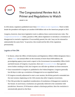 The Congressional Review Act: A Primer and Regulations to Watch