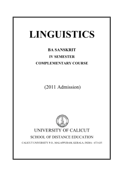 Linguistics - University of Calicut