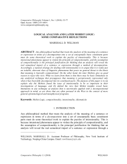 LOGICAL ANALYSIS AND LATER MOHIST