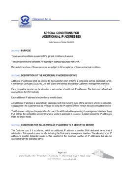 additionnal special conditions for additionnal ip addresses
