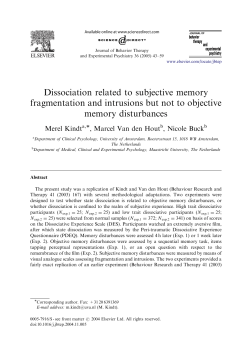 Dissociation related to subjective memory fragmentation and