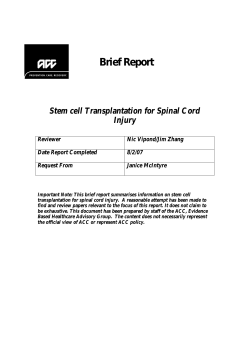 Stem Cell Transplantation for Spinal Cord Injury