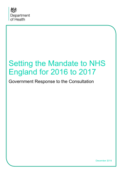 Setting the Mandate to NHS England for 2016 to 2017: government