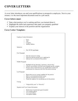 COVER LETTERS