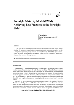 Foresight Maturity Model (FMM) - World Futures Studies Federation