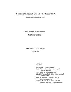 An Analysis of Adler`s Theory and the Female Criminal