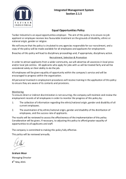 Integrated Management System Section 2.1.5 Equal Opportunities