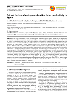 Critical factors affecting construction labor productivity in Egypt