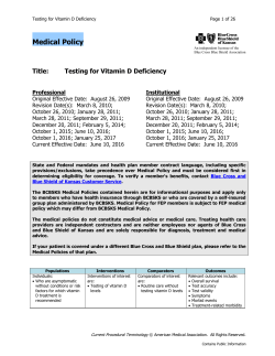 Testing for Vitamin D Deficiency - Blue Cross and Blue Shield of