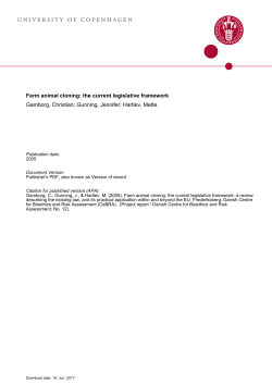 Farm animal cloning: the current legislative framework