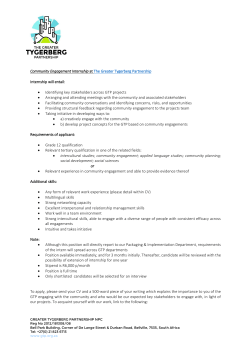 Community Engagement Internship at The Greater Tygerberg