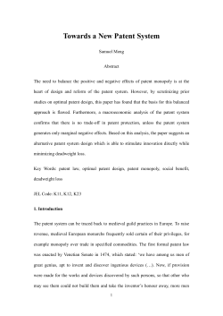 Towards a New Patent System