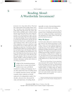 Reading Aloud: A Worthwhile Investment?