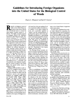 Guidelines for Introducing Foreign Organisms into the United States