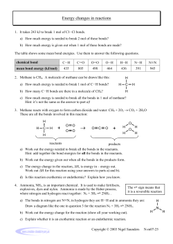 Energy changes in reactions
