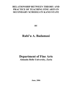 Rabi`u A. Badamasi Department of Fine Arts