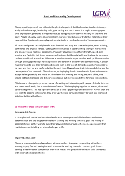 Sport and Personality Development