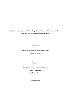 Preliminary Classification of Plains Rough Fescue