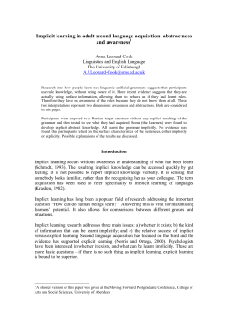 Implicit learning in adult second language acquisition: abstractness