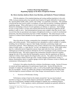 Evidence-Based Sign Regulation: Regulating Signage on the Basis