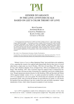 gender invariance in the love attitudes scale based on lee`s color