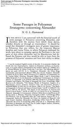 Some Passages in Polyaenus Stratagems concerning Alexander
