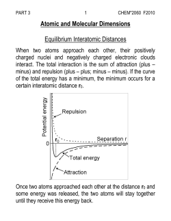 Atomic and Molecular Dimensions Equilibrium Interatomic Distances