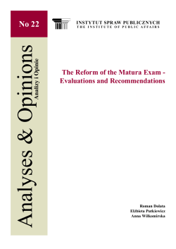 The Reform of the Matura Exam