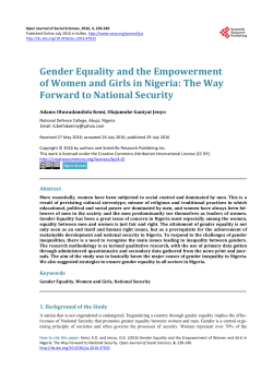 Gender Equality and the Empowerment of Women and Girls in Nigeria