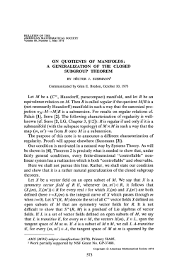ON QUOTIENTS OF MANIFOLDS