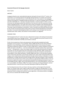 1 Assessment literacy for the language classroom Glenn Fulcher