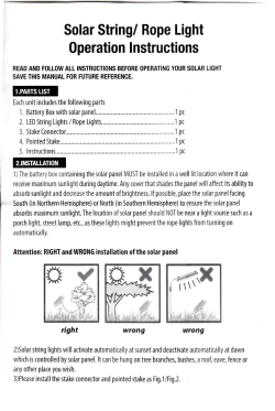 Page 1 Solar String/ Rope Light Operation Instructions READ AND
