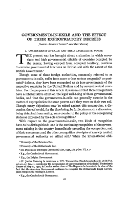 Governments-in-Exile and the Effect of Their Expropriatory Decrees