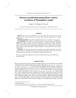 (2006) &ldquo;Resource partitioning among flower visitors: extensions of
