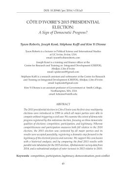 C&ocirc;TE D`IVOIRE`S 2015 PRESIDENTIAL ELECTION