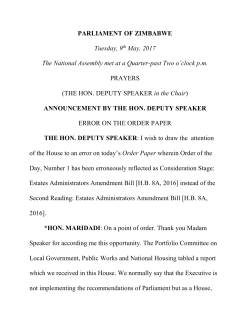 the hon. deputy speaker - Parliament of Zimbabwe
