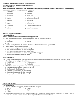 Chapter 6: The Periodic Table and Periodic Trends 6.1