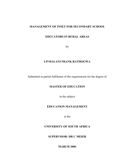 MANAGEMENT OF INSET FOR SECONDARY SCHOOL
