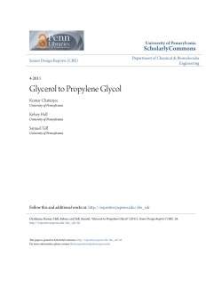 Glycerol to Propylene Glycol - ScholarlyCommons